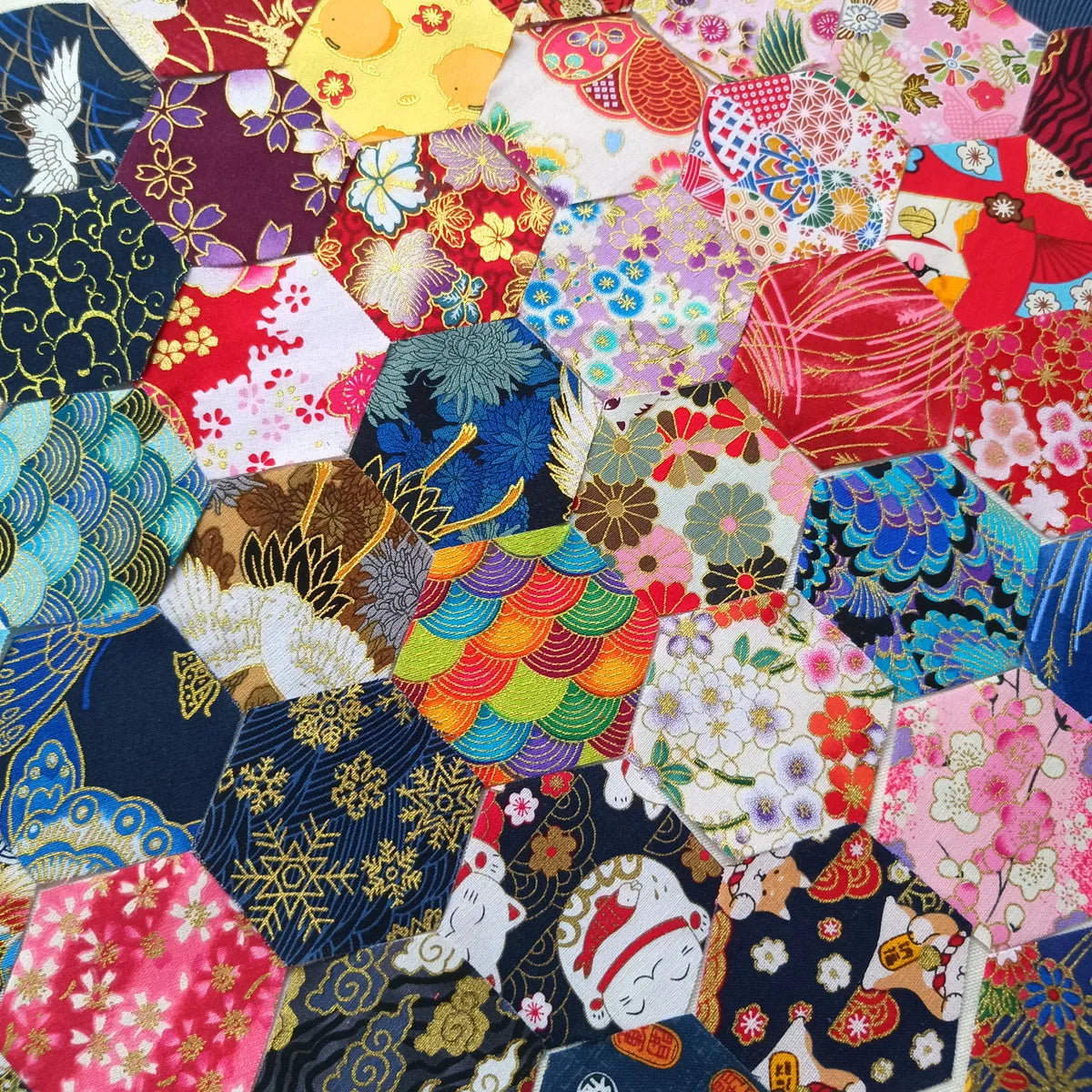 Japanese Style Hot Stamping Gold Jelly Roll Hexagon Precuts Plain Cotton Fabric Cloth Bundle
