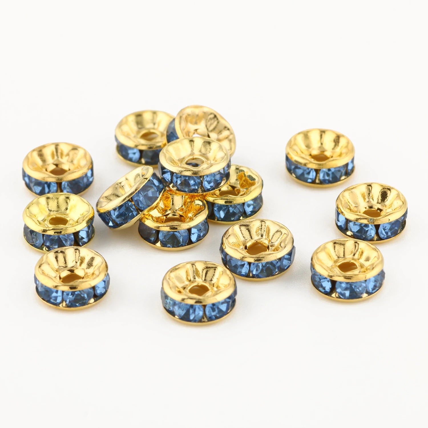 50pc/Lot 6mm 8mm 10mm AB Color  Rhinestone Ball Shape Loose Beads Metal Crystal Beads