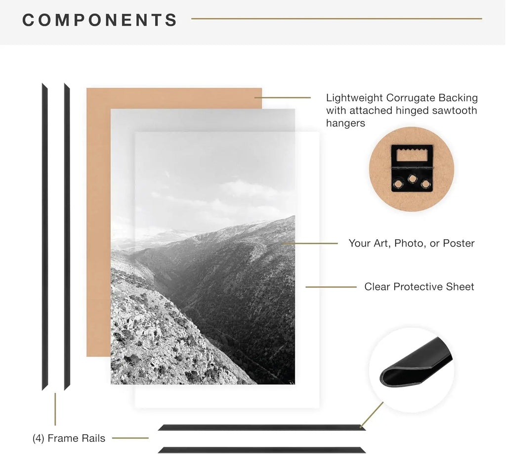 Large Picture Frame Set 24x36 Inch Black Lightweight Wall Hanging  Decor (6-Pack)