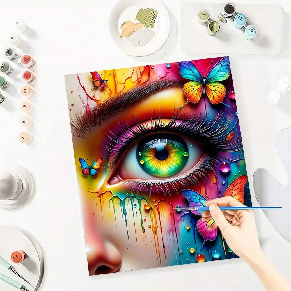 Eye Portrait Diy Art Paint By Numbers Butterfly