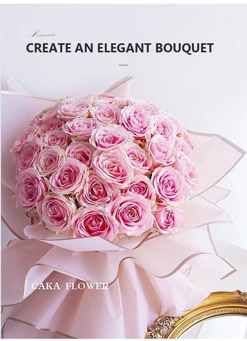10 Sheets Flower Wrapping Paper with Golden Edges, Waterproof.