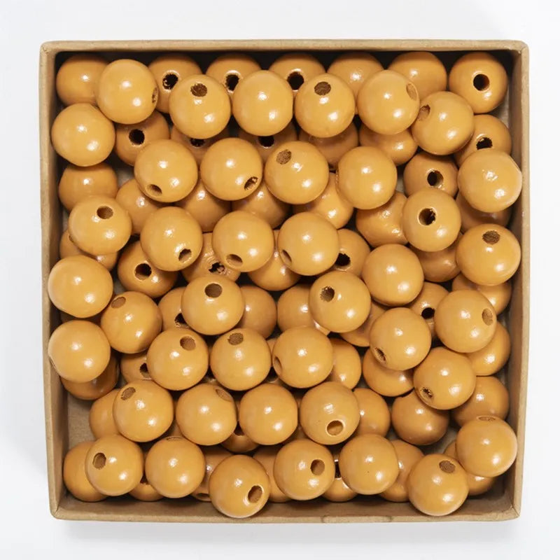 Wooden Beads Multi Colors Round Shaped DIY Craft Bracelet Necklaces Jewelry Accessories