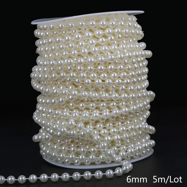 ABS Imitation Ivory Pearl Bead Chain Line Cord Thread Trim for DIY Wedding Party Decoration & Jewelry Findings Craft Accessories