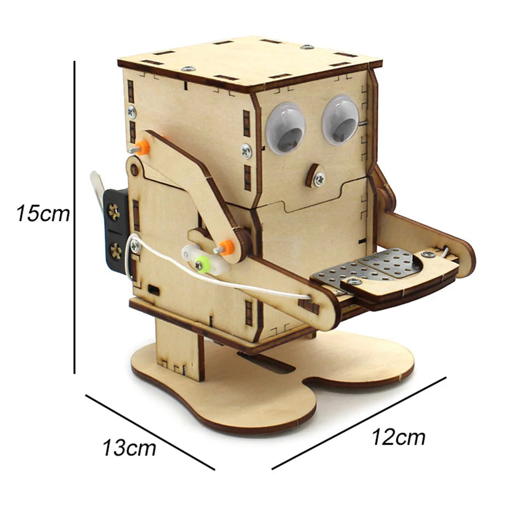 Robot Eating Coin Wood DIY Model