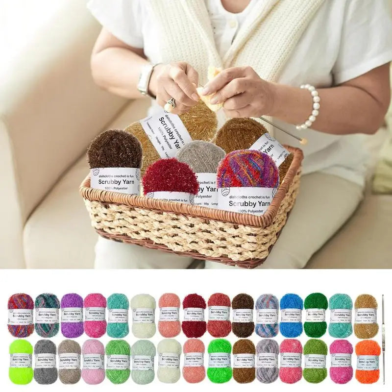 Yarn For Scrubbies Polyester Assorted Colors Crocheting Yarn