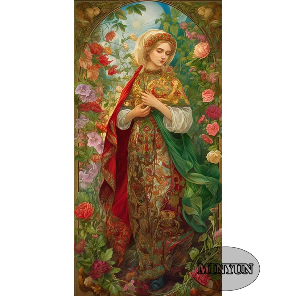 Diamond Painting Art DIY Mosaic Women Flower and Bird Embroidery Cross Stitch 5D Round Square Rhinestone Home Wall Decoration