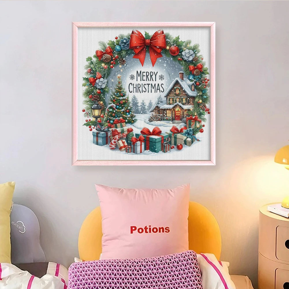 Full Embroidery Eco-cotton Thread 14CT Counted Christmas House