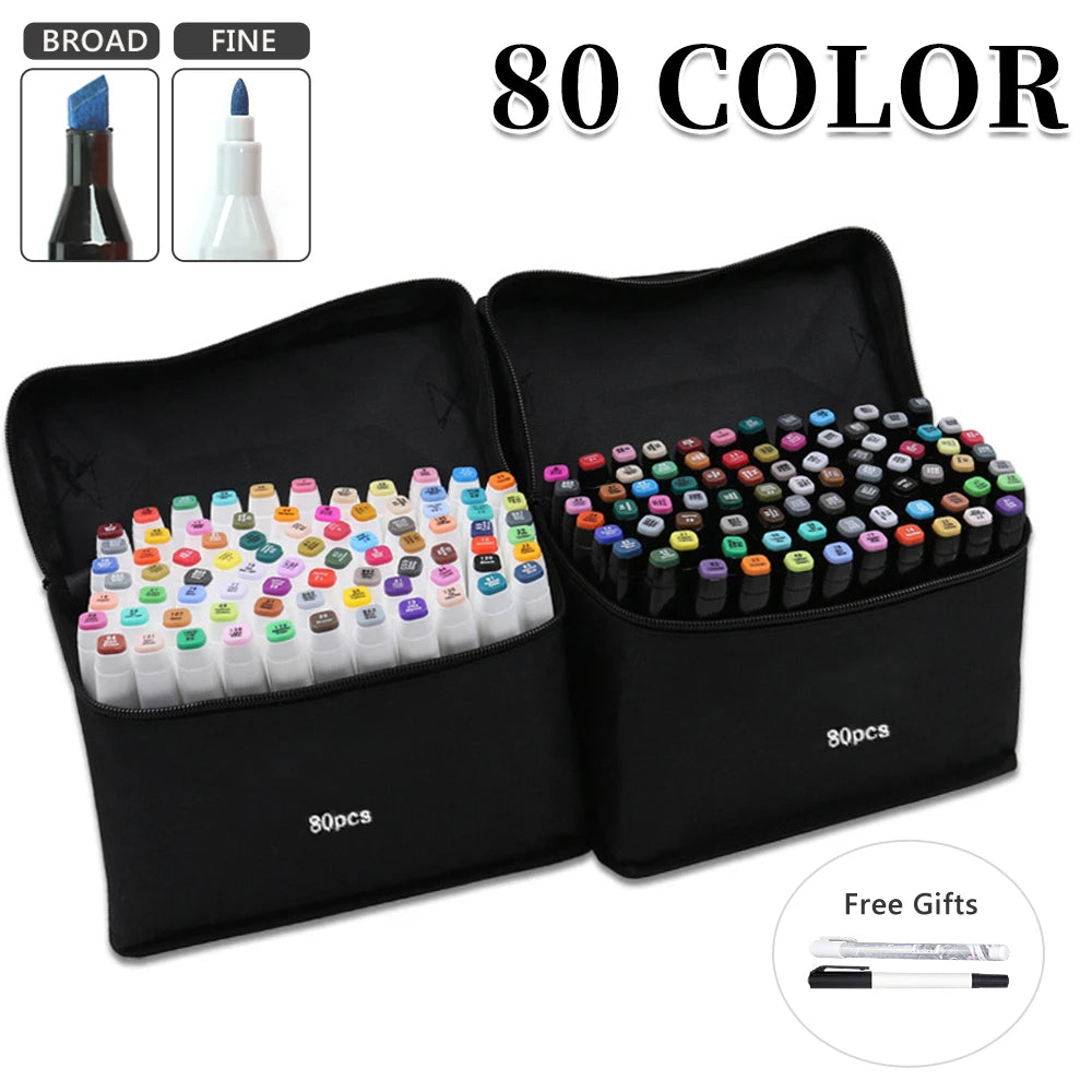 80 Markers Set, Mixed Color, Art Supplies.