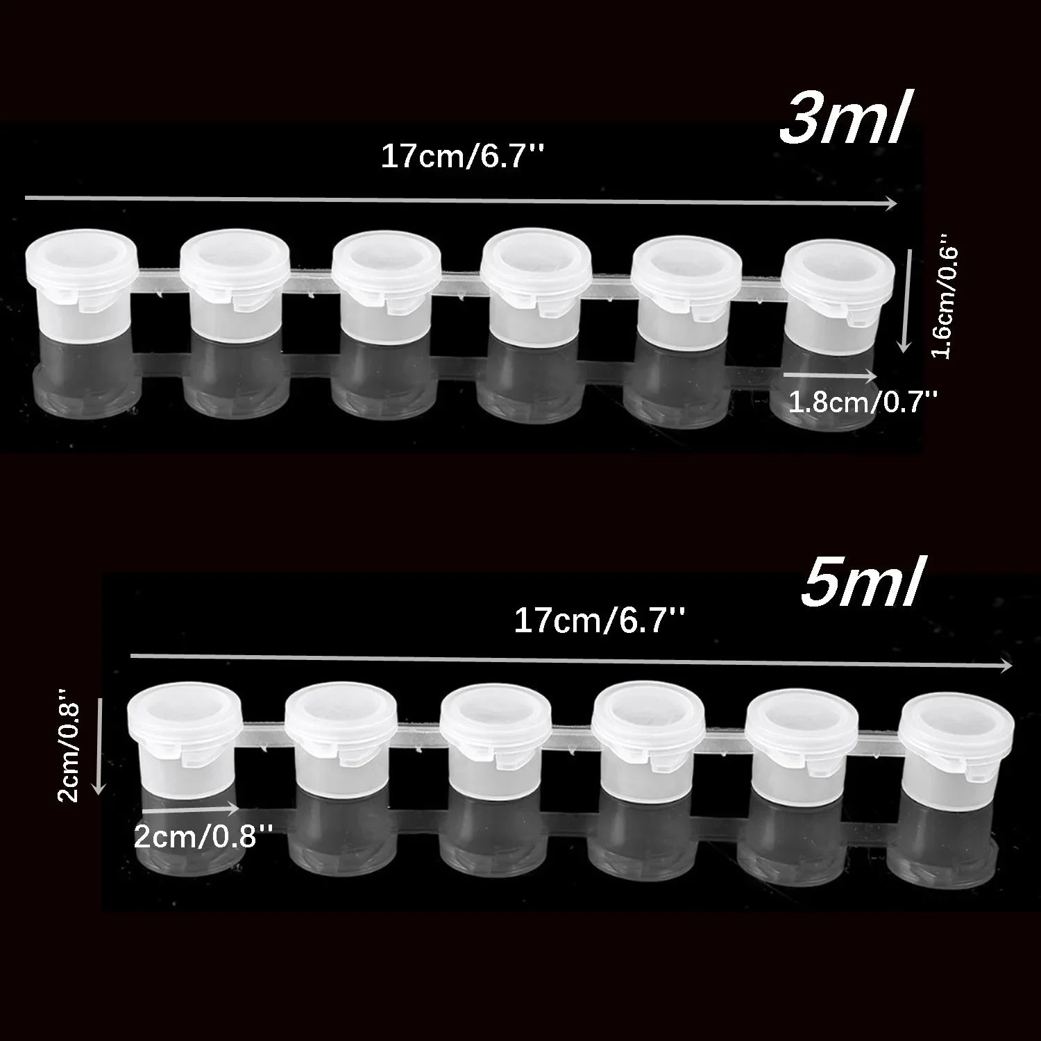 10Strips Empty Paint Pot Empty Acrylic Mini Container