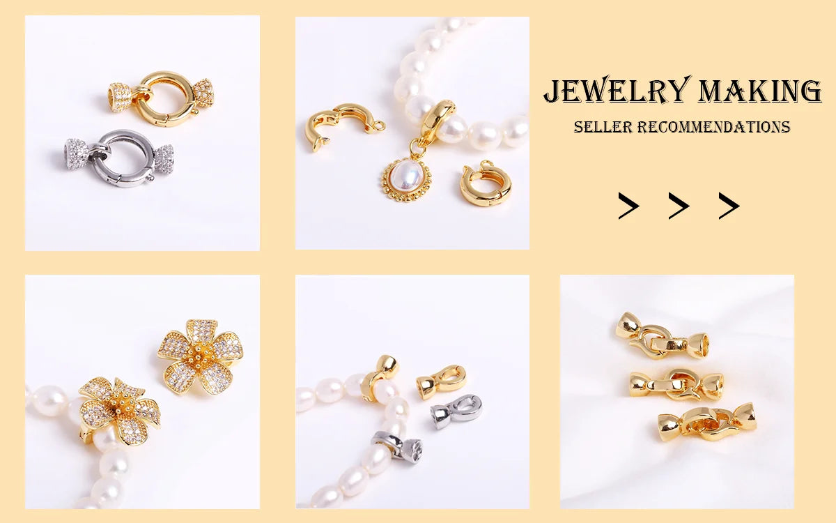 DIY Jewelry Accessories Inlaid Zircon Pearl Clasps Connectors 18K Gold Plated Pearl Clasps Fastener For Necklace Making Findings