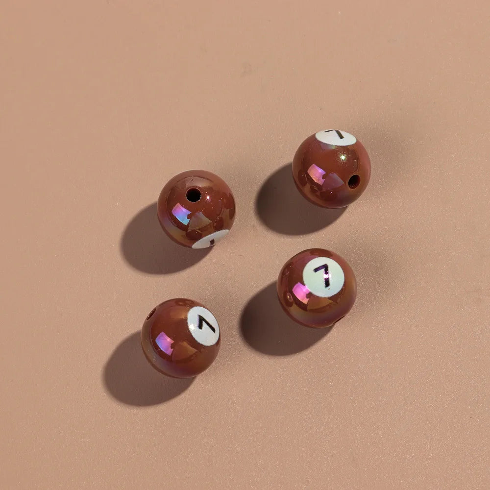 20pcs Iridescent Acrylic 16mm Round Digital Billiards Loose Bead for DIY Bracelet Necklace Keychain Jewelry Making Accessories