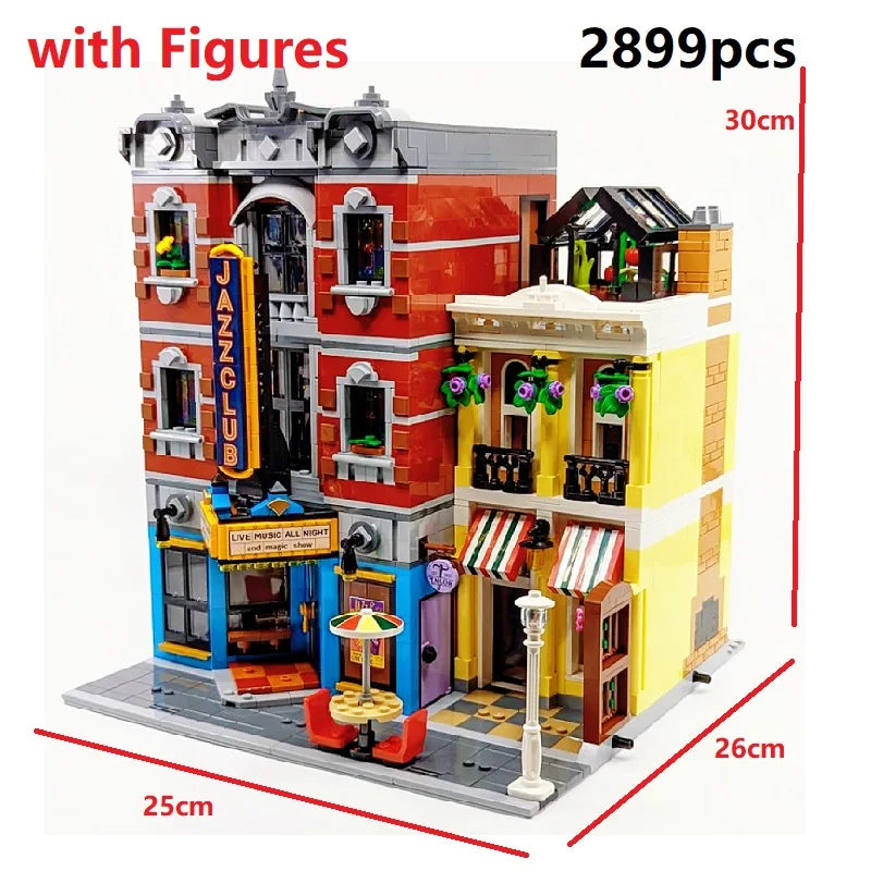 Creating Jazz Club Expert Pizza Shop House Building Blocks Street View Toys Christmas gift