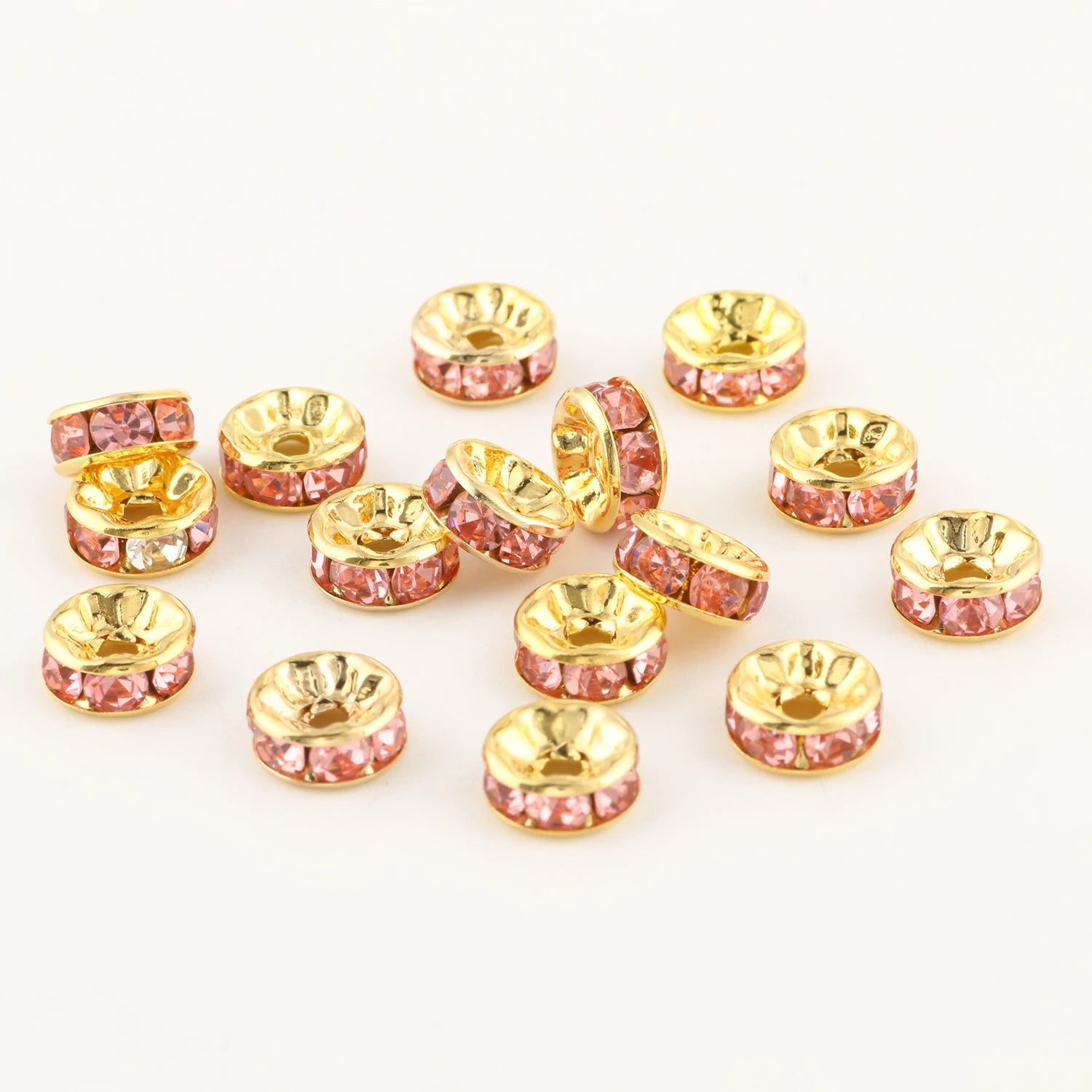 50pc/Lot 6mm 8mm 10mm AB Color  Rhinestone Ball Shape Loose Beads Metal Crystal Beads