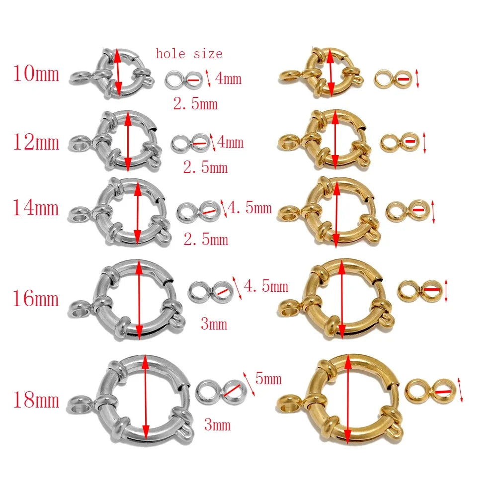 4pcs Stainless Steel Gold Round Spring Clasps Hooks for Bracelet, Necklace Clasp Connectors