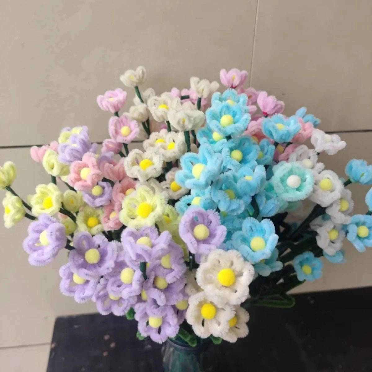 410 pcs colored pipe cleaner flower set,