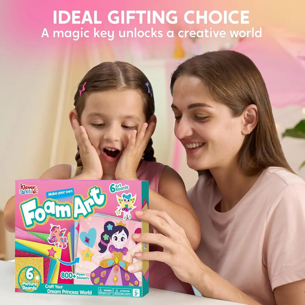 Kids Foam Art Kit Foam Stickers with 6 Art Board and 800+ Stickers DIY Arts Crafts