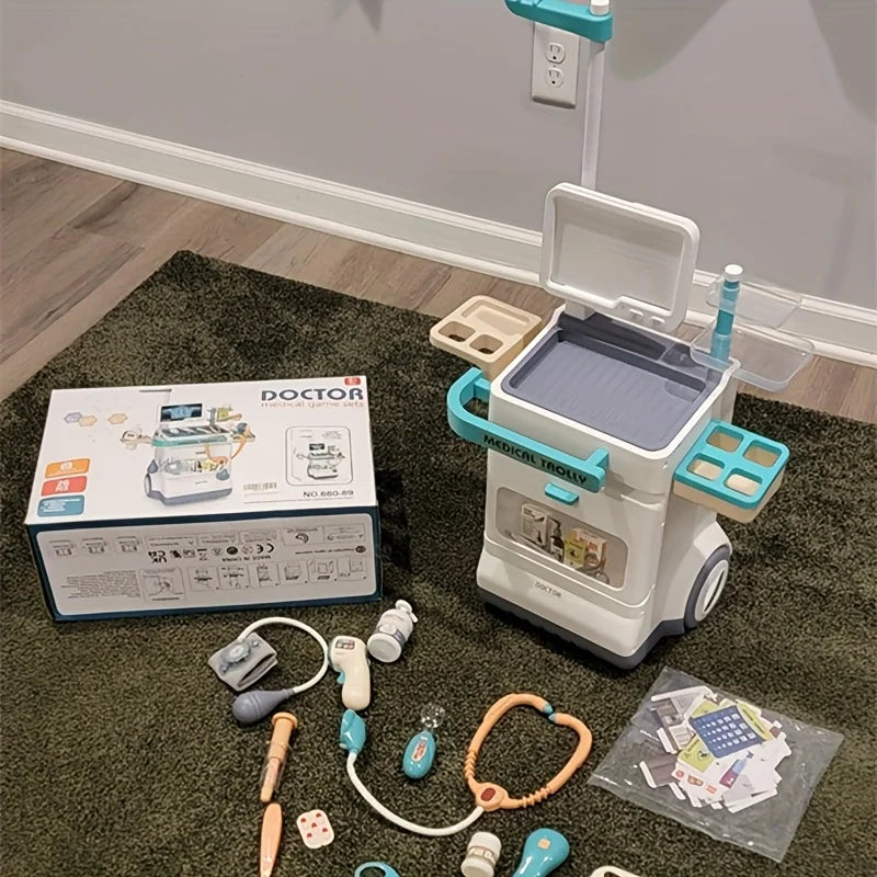 Pretend Medical Station Toy Set With Play Stethoscope And Medical Equipment - Doctor Role Play Gift,