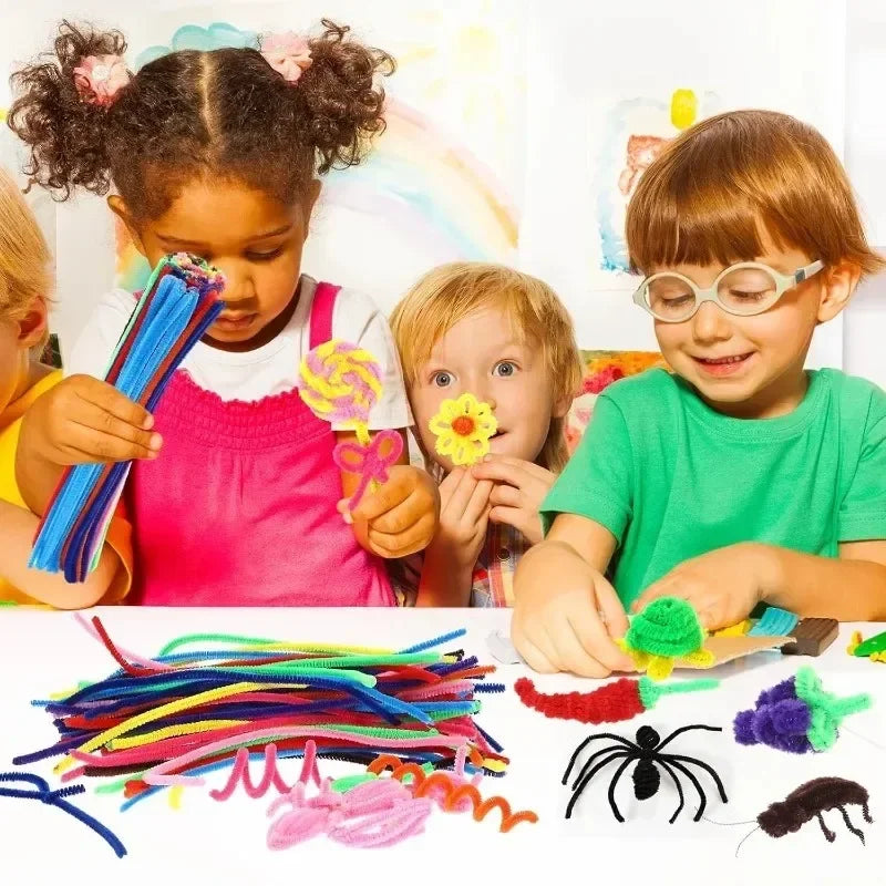 1000/10pcs Colorful Twisting fluffy Pipe Cleaners Stems