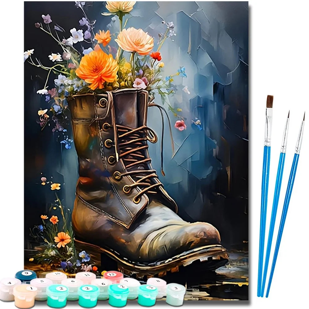 Flower Boot Diy Art Paint By Numbers For Adult