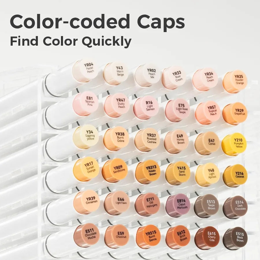 24 Skin-Tone Colors Alcohol Markers for Sketch Art and Coloring