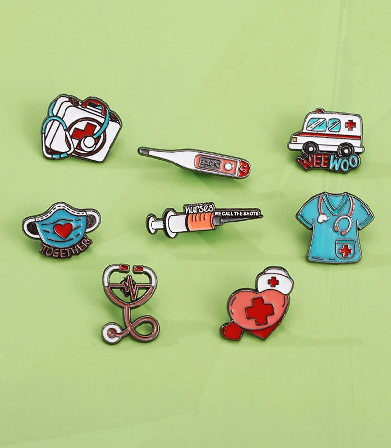 Stethoscope First Aid kit Cat Nurse Dog Doctor Animal Patient Medical Badge  Metal Pin
