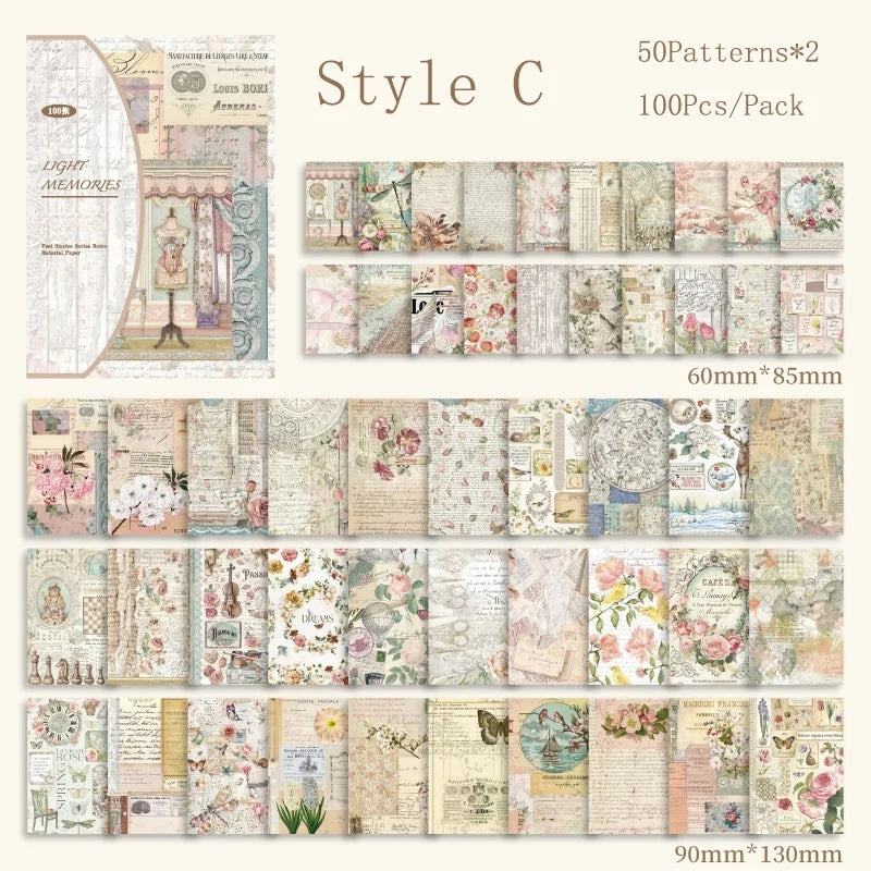 100Pcs/Pack Past Stories Vintage Series Scrapbooking Material