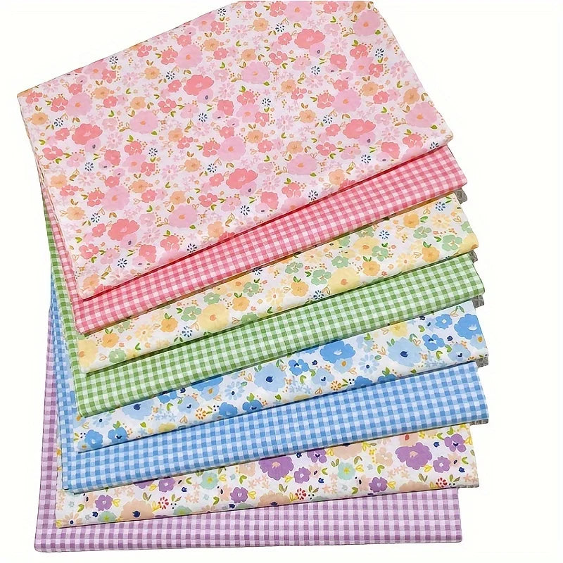 8pcs pure cotton flowermulti-color, fabric pre cut patchwork fabric.