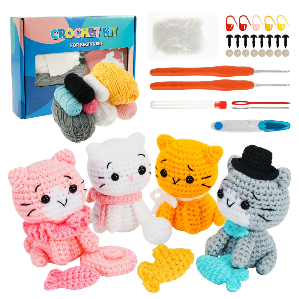 Beginners DIY Knitting Craft KitCrochet with Accessories and Tutorial