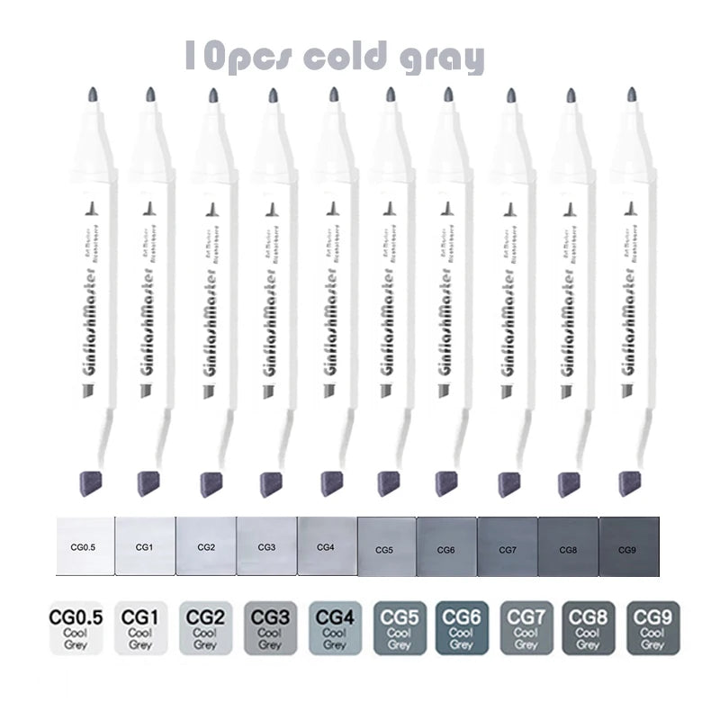 Gray Tones Brush Pen, Sketch Markers, Drawing, Supplies