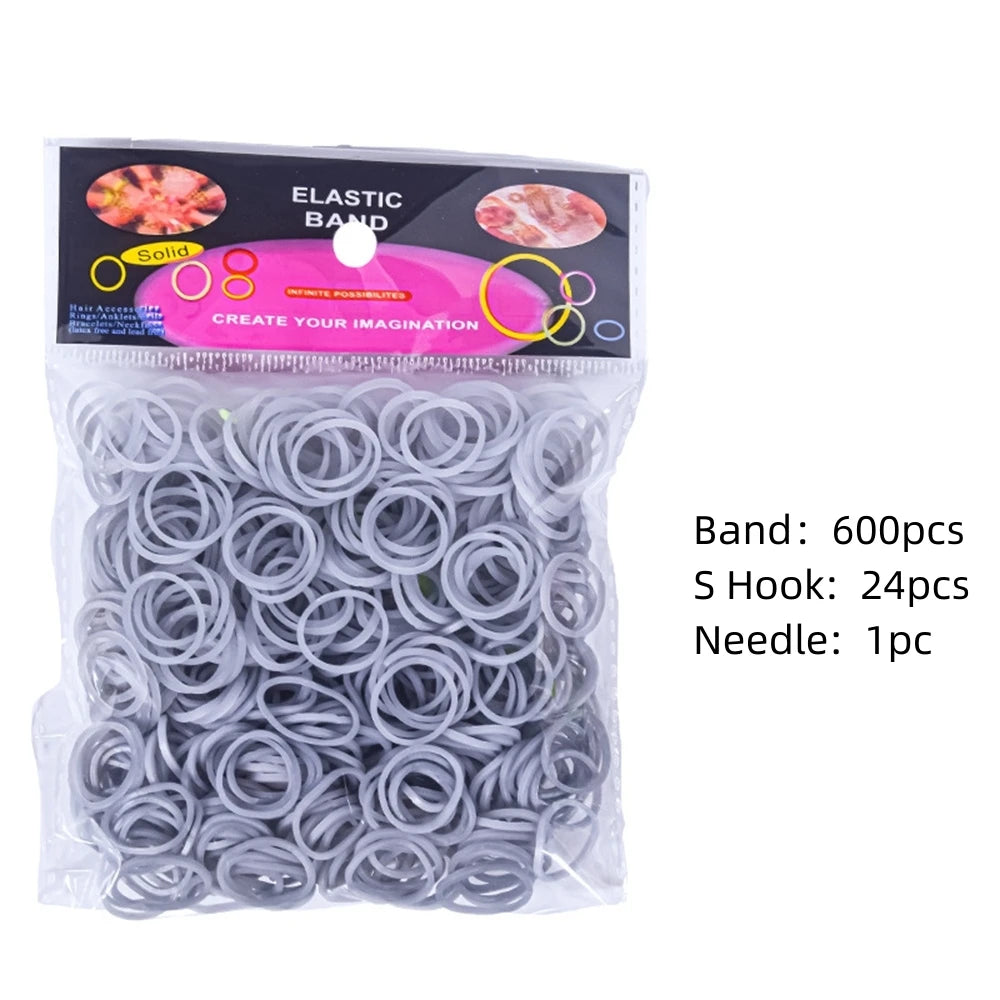 600pcs Elastic Colorful Rubber Loom Bands for Boy,, Girl Kids Weaving DIY Craft Gift Bracelet Jewelry Making Accessories Supplies