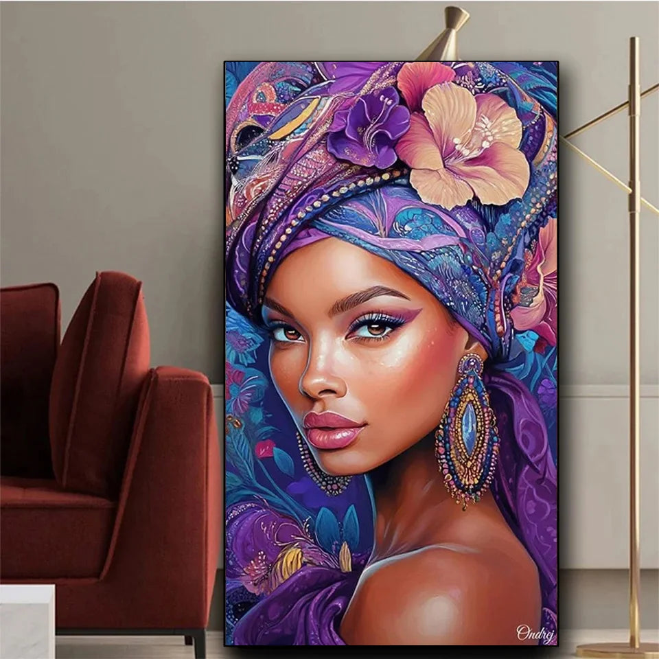 Beautiful African Woman Wearing Colored Headscarf DIY Diamond Painting New 2026.