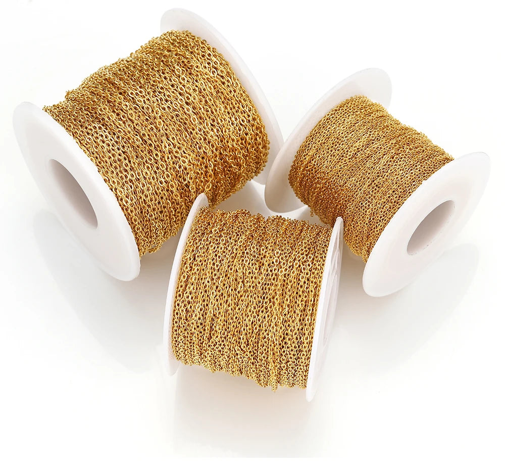 10 Meters Stainless Steel Chain,Gold&Steel Color Link for DIY Jewelry Making