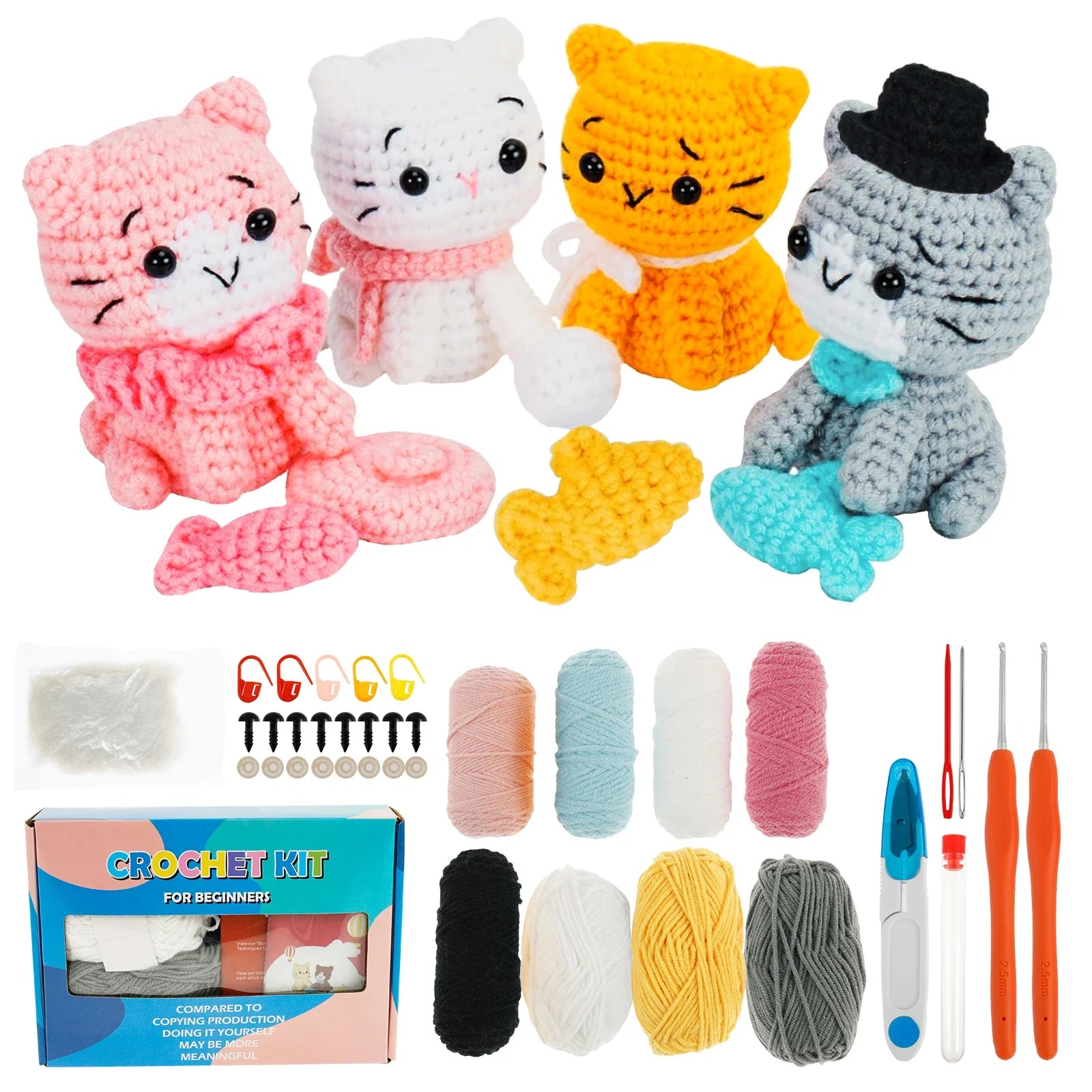 Beginners DIY Knitting Craft KitCrochet with Accessories and Tutorial