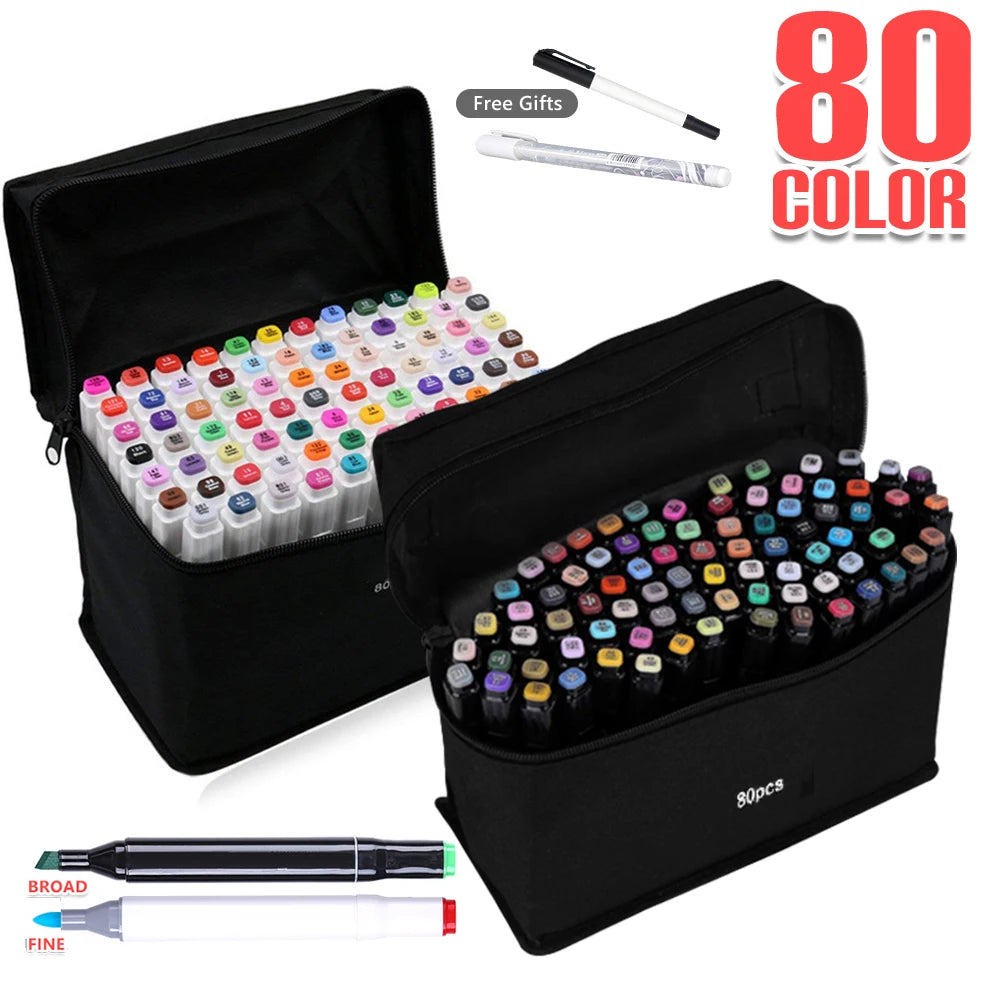 80 Markers Set, Mixed Color, Art Supplies.