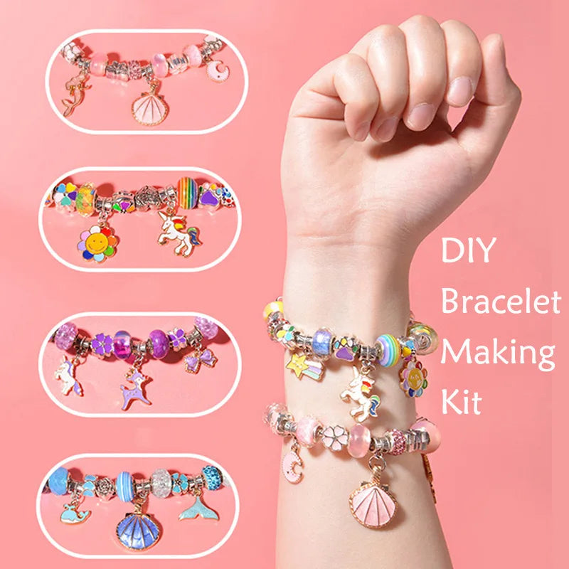 DIY handmade beaded bracelet Girl's birthday gift box set Pink