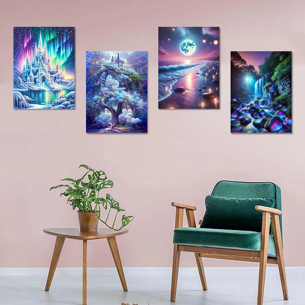 6 Kinds Of Patterns Scenery Diamond Painting Art Kits