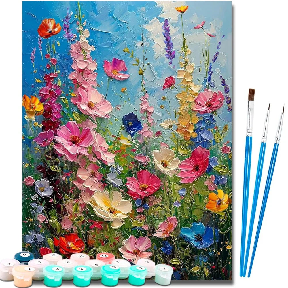 Diy Art Flowers Paint By Numbers For Adult Floral Craft Kit