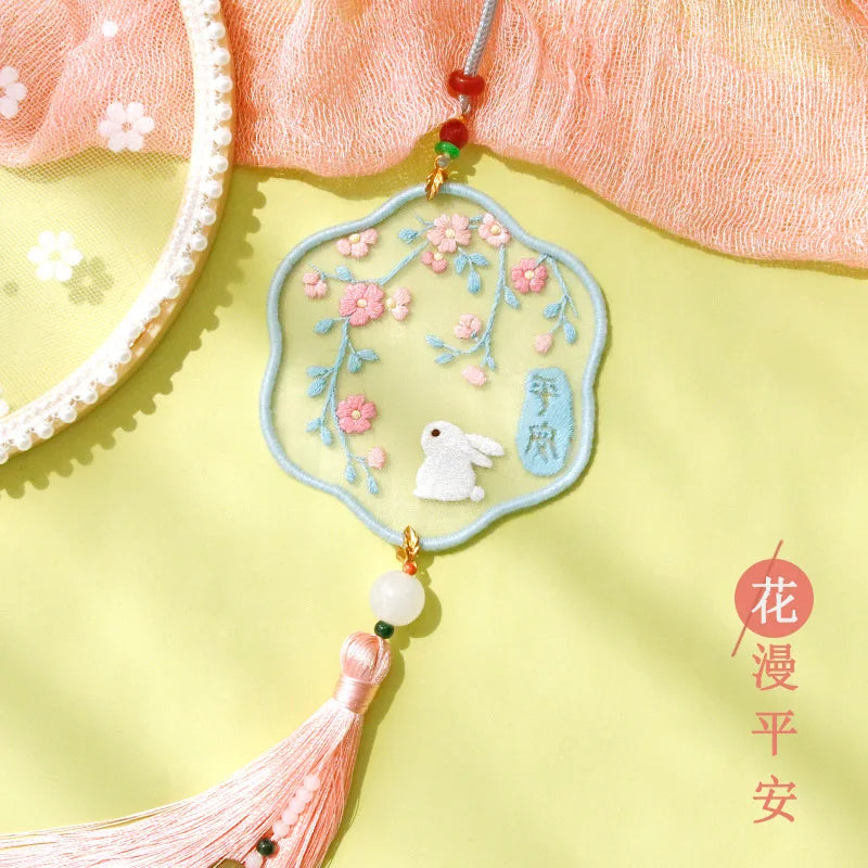 Car Pendant Needlepoint for Beginner Handmade, DIY Needlework Easy Embroidery Kit Sewing