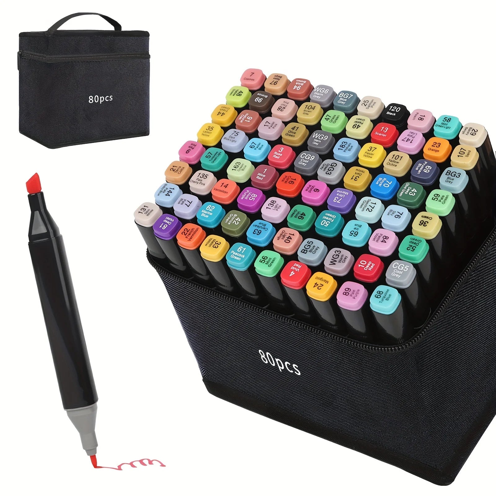 80 Dual Brush Tip Permanent Art Markers, Coloring.