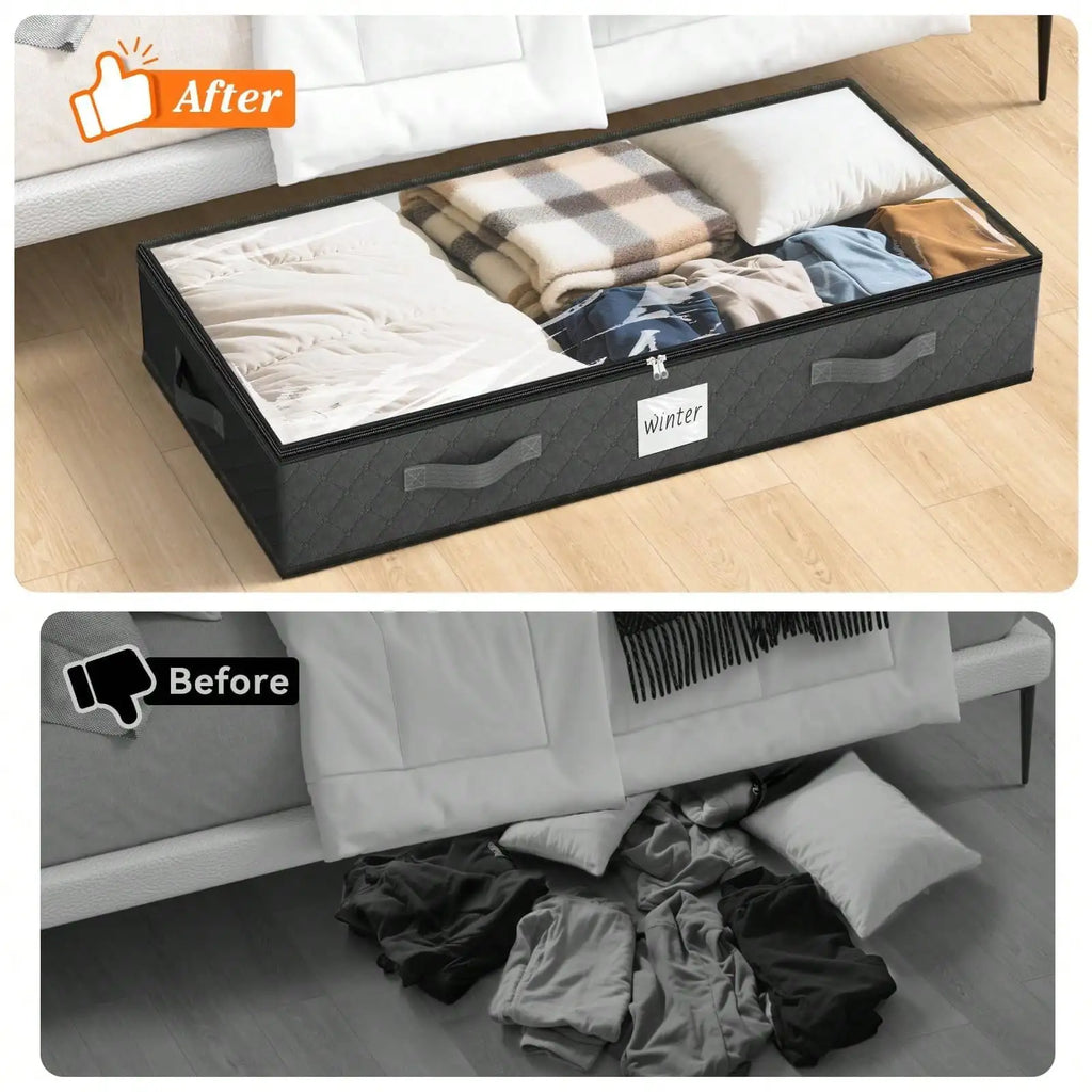 4PCS 90L Under Bed arts and crafts Storage Bins Clear Top Foldable Closet Organizer