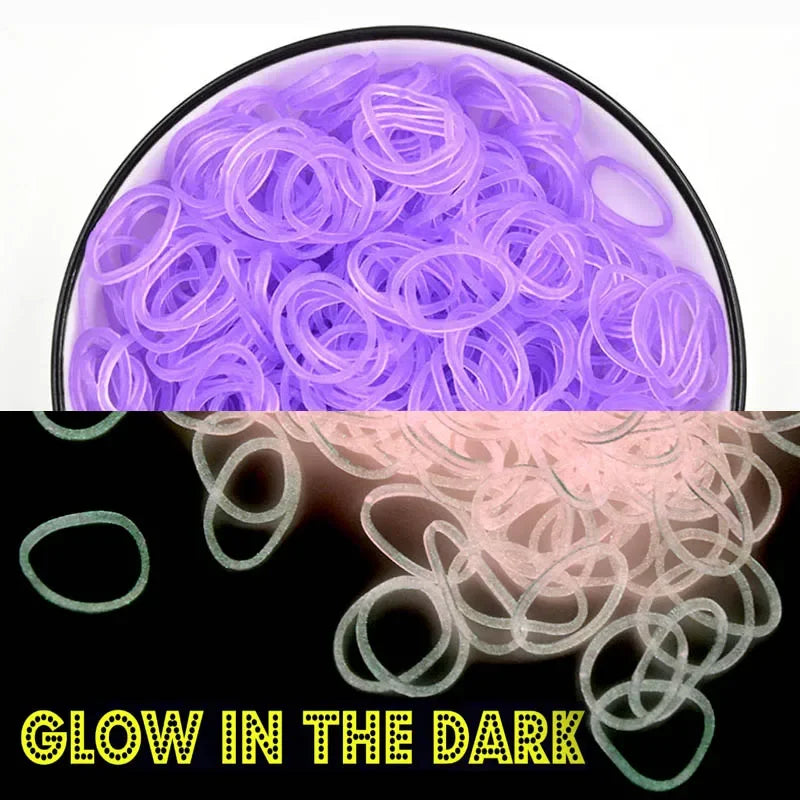 600Pcs Fluorescent Glow Luminous Bracelets DIY Rubber Loom Bands