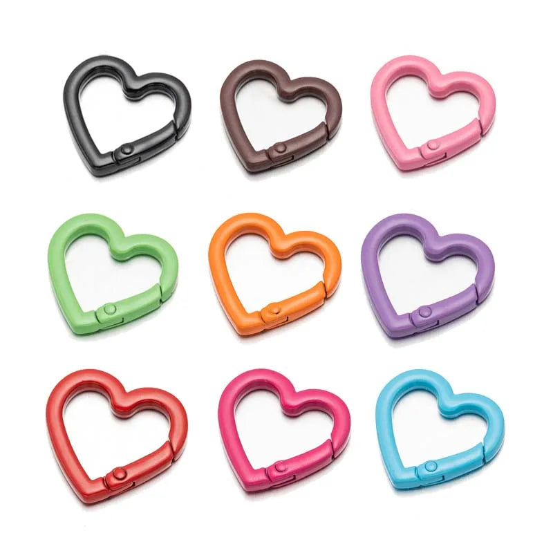5pc 21/25mm Heart Key Ring Snap Clip Trigger Spring Buckle for DIY Jewelry Carabiner Keychain Chain Hook Make Accessory Material