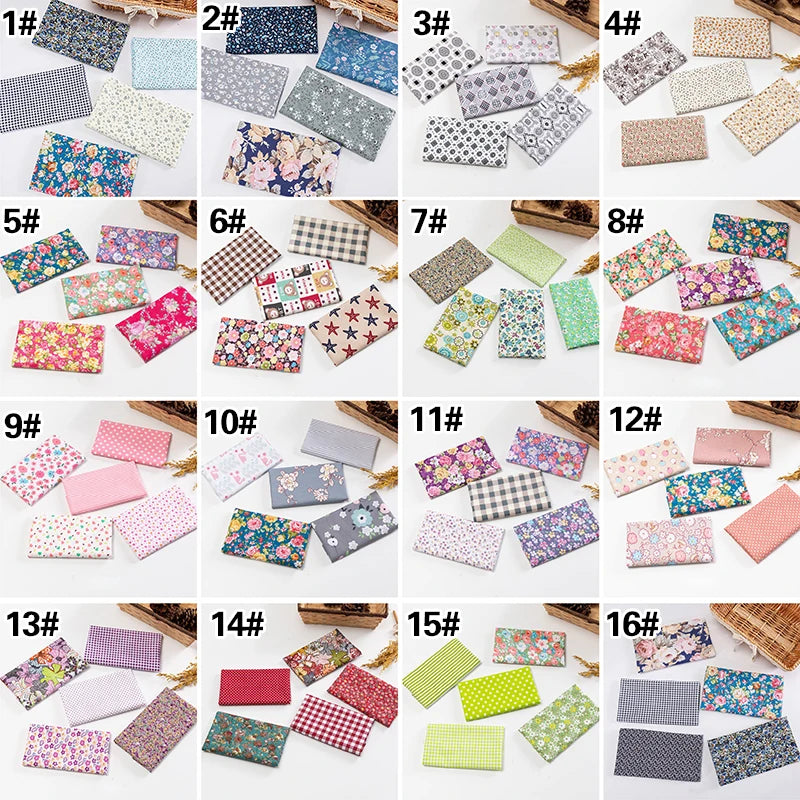 5Pcs/Set 25cmX25cm  Quilting Cloth Patchwork Needlework Handmade DIY Material