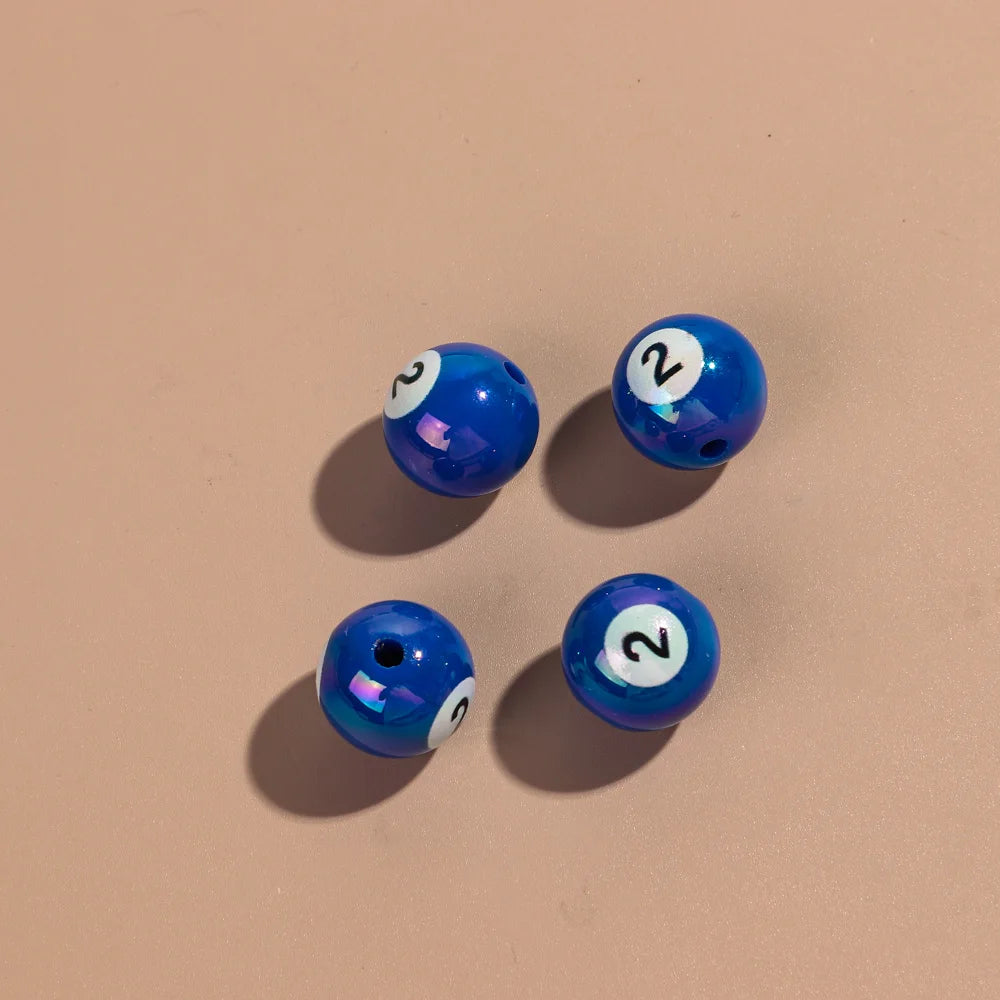 20pcs Iridescent Acrylic 16mm Round Digital Billiards Loose Bead for DIY Bracelet Necklace Keychain Jewelry Making Accessories