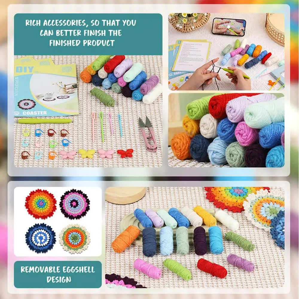 Crochet Set Crochet Kit For Beginners Coaster, With Crochet Yarns
