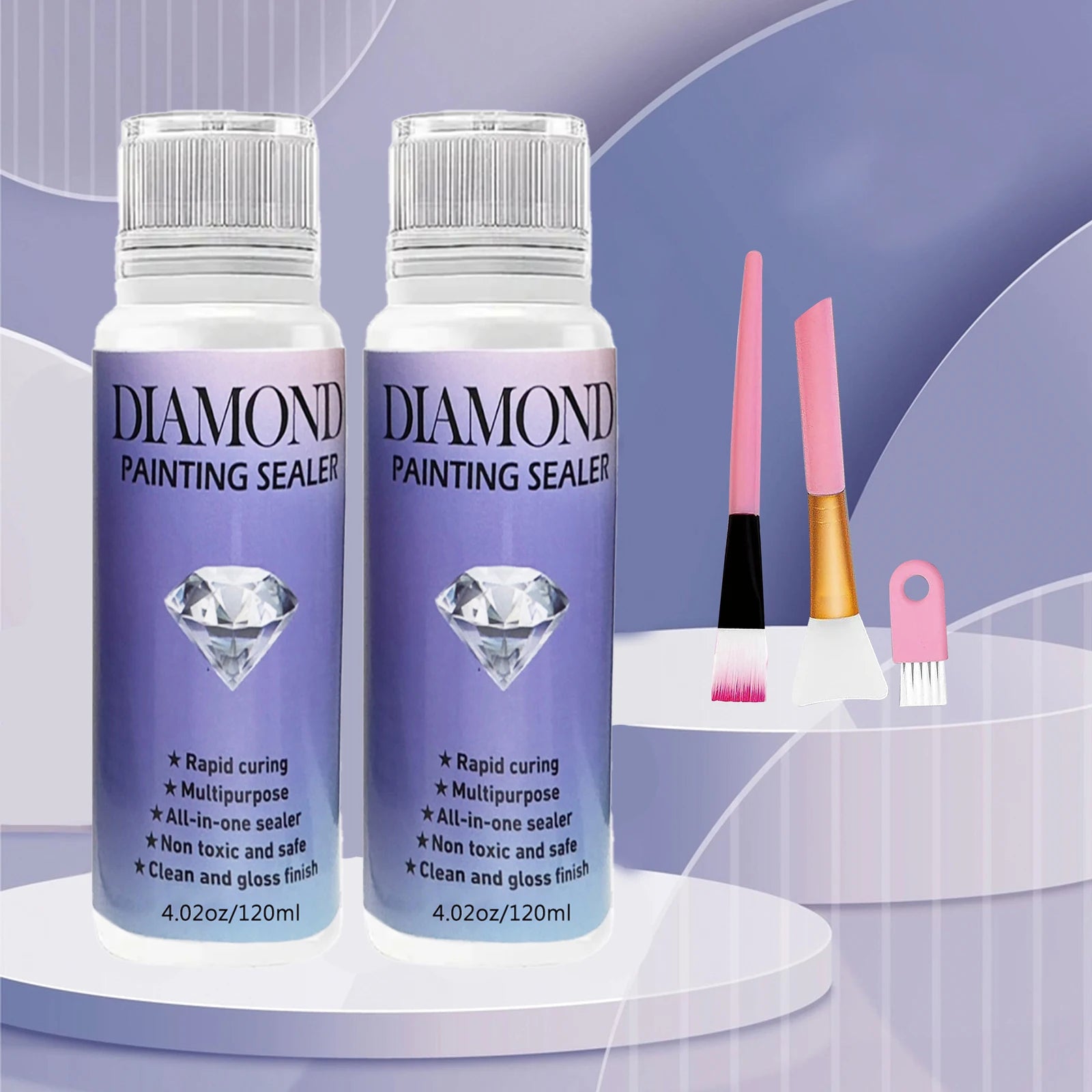60ML/120ML/200ML Diamond Painting Sealer with 3 Pcs Brushes.