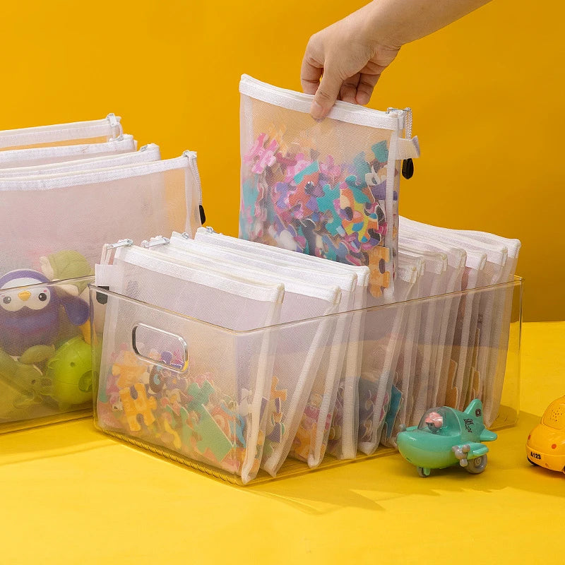 Mesh Zipper Pouch Clear Document Bag Toy storage bag small toy