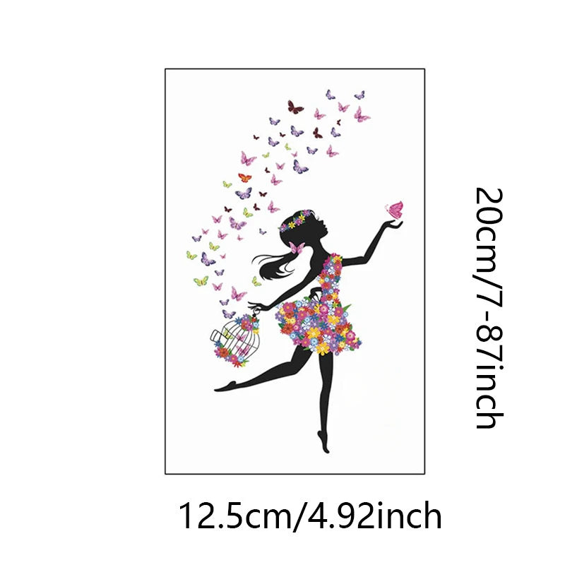 wall stickers switch Butterfly girl children's room, mural Self-adhesive Wall Decals