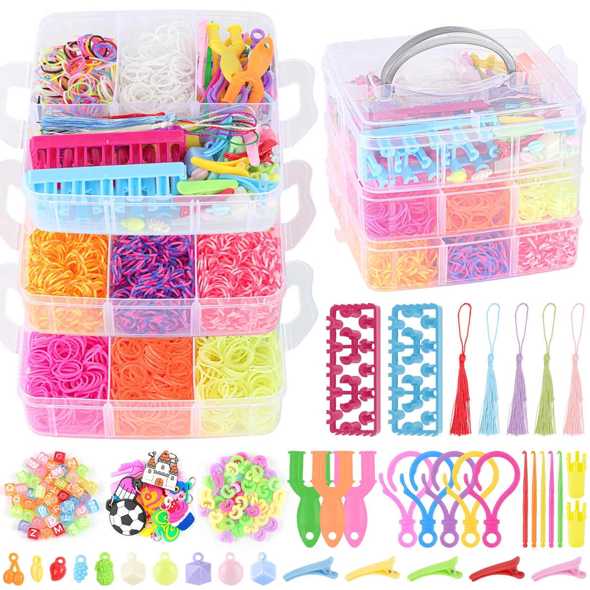 DIY Rubber Band Twist Loom Set, , Friendship Bracelet Maker Craft Kit
