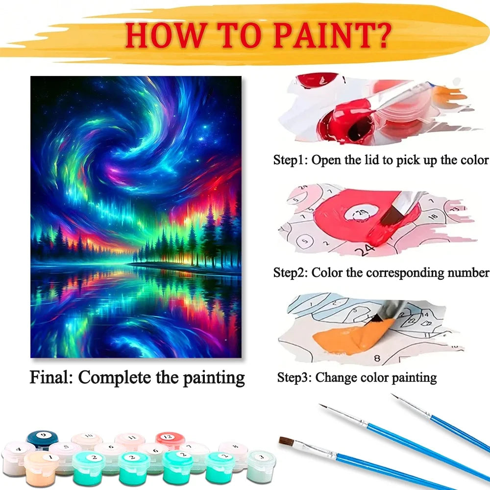 Scenery Aurora Diy Art Paint By Numbers  Landscape